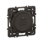 Legrand - Prise 2 USB Céliane 20W Power Delivery Type-C+C enjoliveur Noir et support