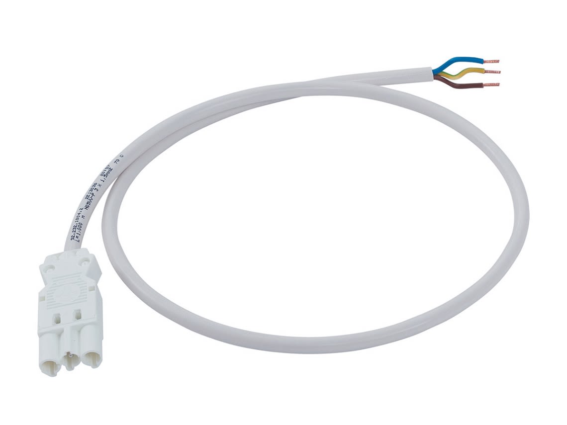 Aurora - 1/2 cordon H05VVF 1,5m blanc + GST18I3 16A mâle & extrémité libre