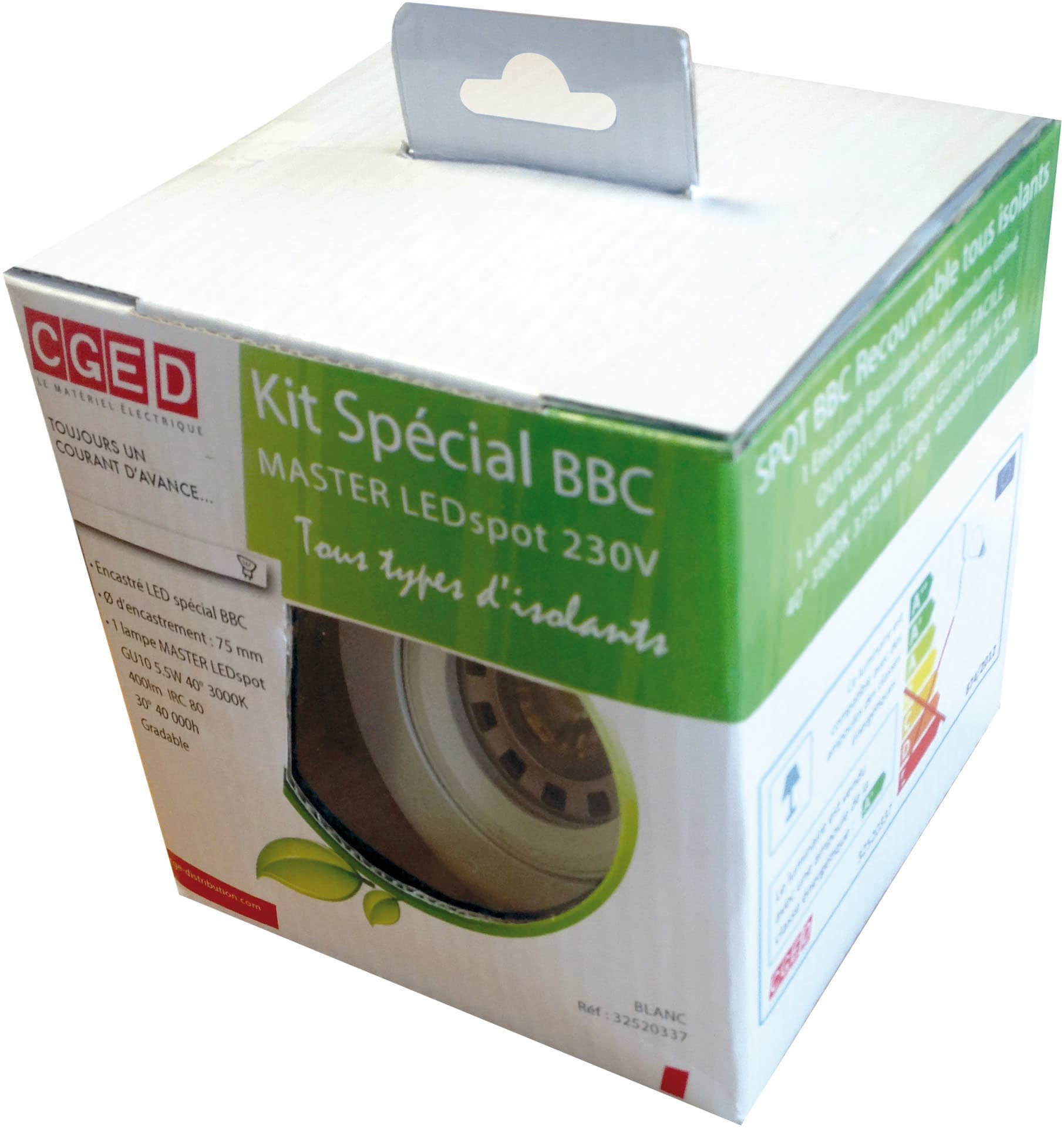 Aurora - Kit BBC CGED special Isolant BL avec Lampe GU10 3000K