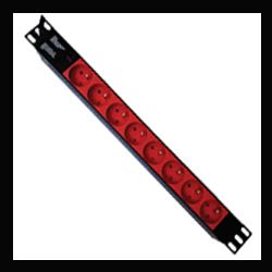 Xeta - PDU multiprise horizontale 19'' - 8 prises rouges 2P+T et cable 1,8M
