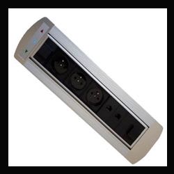 Xeta - Multiprise rotative motorisee 3PC + 2 RJ45