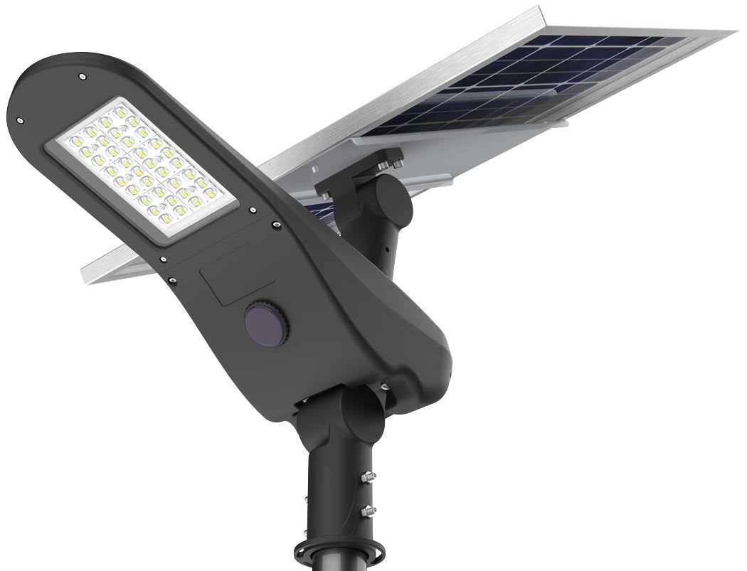 XPE - DRAGON30 - Projecteur LED solaire tete de mat 30W gris - IP66 - 3000K - 6000 lm