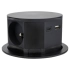 Xeta - PUSHIX100 - Multiprise compacte noire escamotable 3 prises et 2 USB