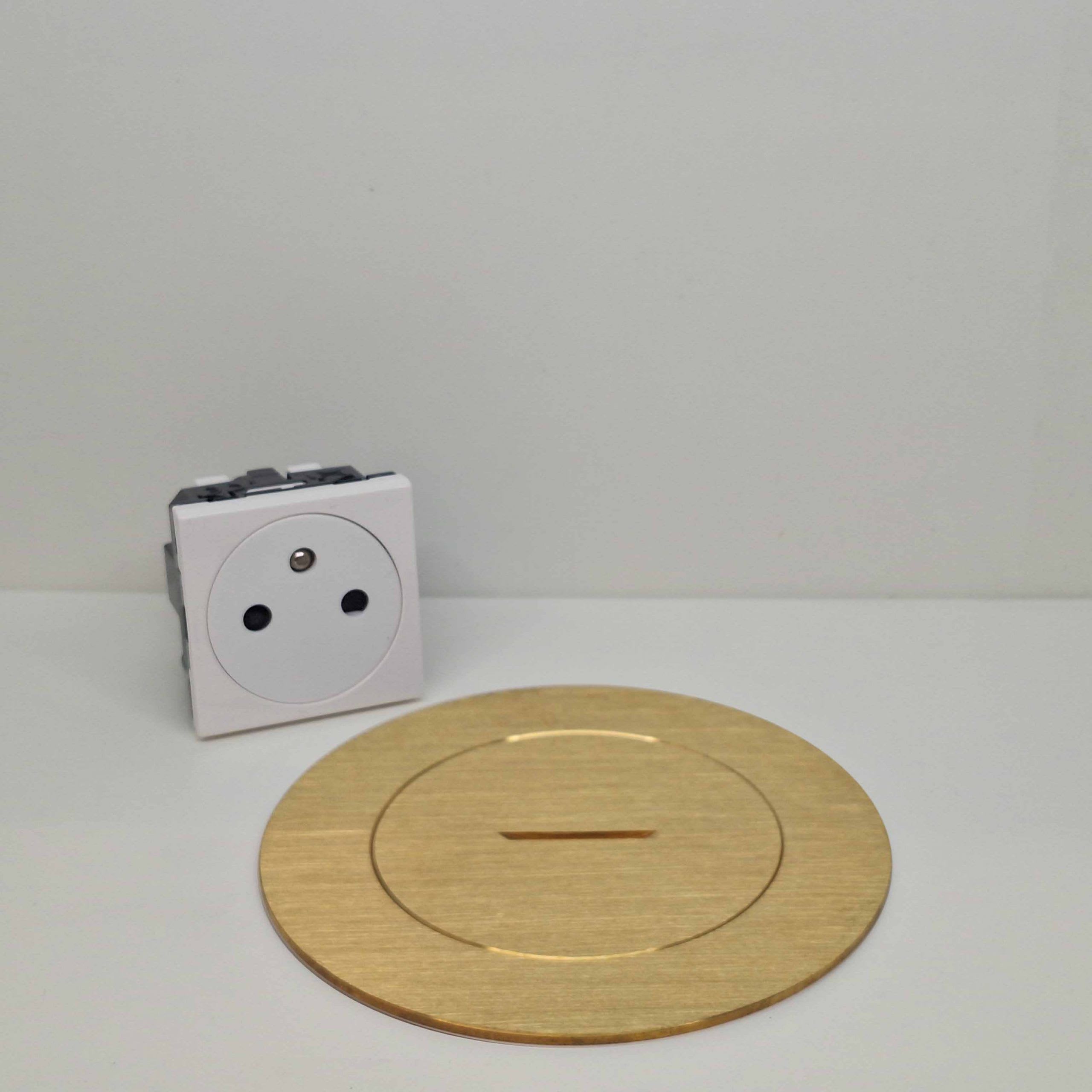 Xeta - ARPI66RL - Kit prise de sol encastree ronde 2P+T - laiton brosse - IP66 - IK10