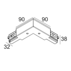 Delta Light - TRACK 3F DIM CORNER 90° IN W