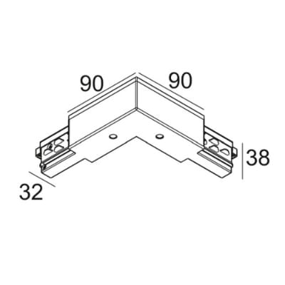 Delta Light - TRACK 3F DIM CORNER 90° OUT B