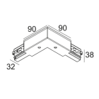 Delta Light - TRACK 3F DIM CORNER 90° OUT B