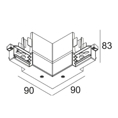 Delta Light - TRACK 3F DIM H CORNER 90° OUT W