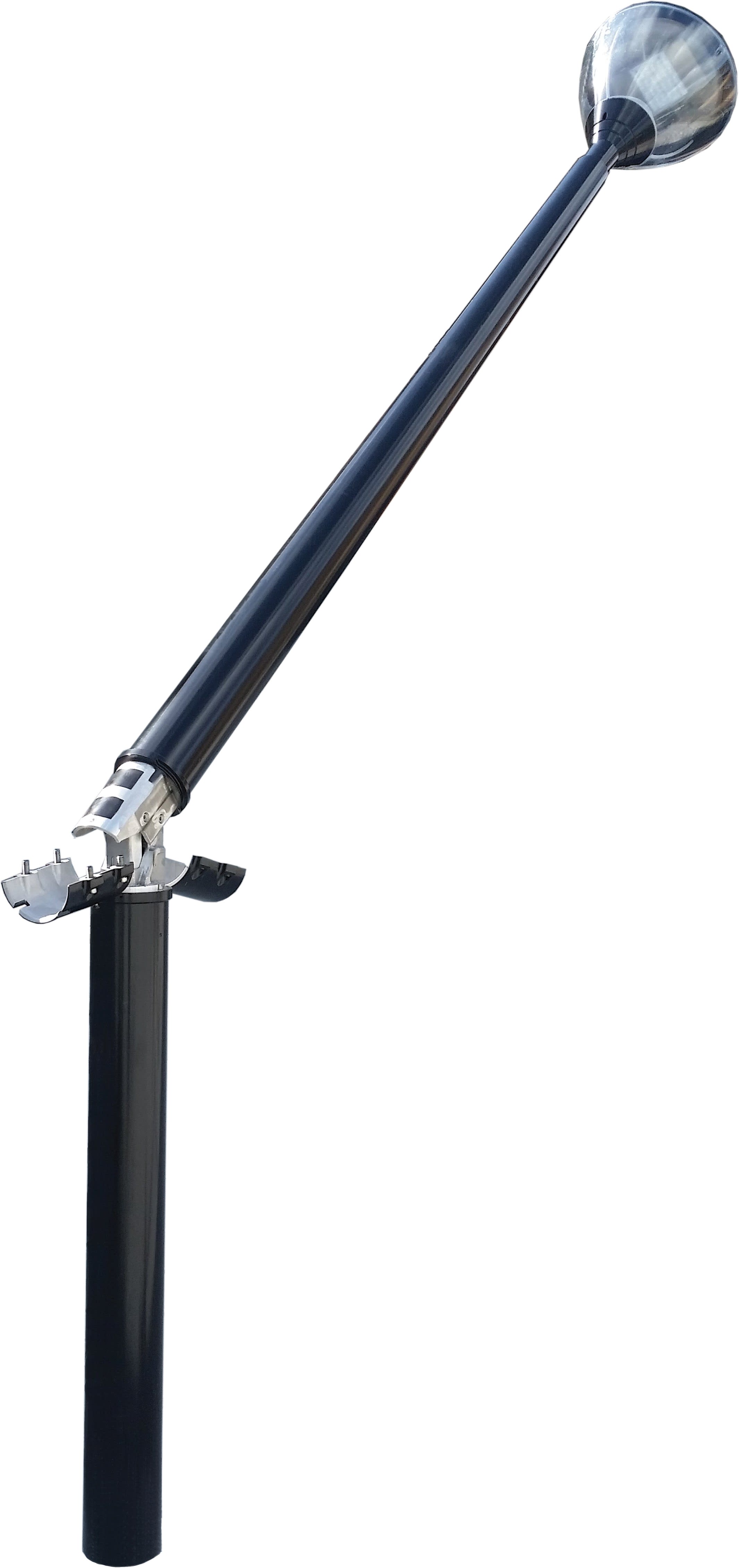 Petit Jean - Mât rond conique basculant en aluminium, hauteur 5.50m avec tiges de scellement