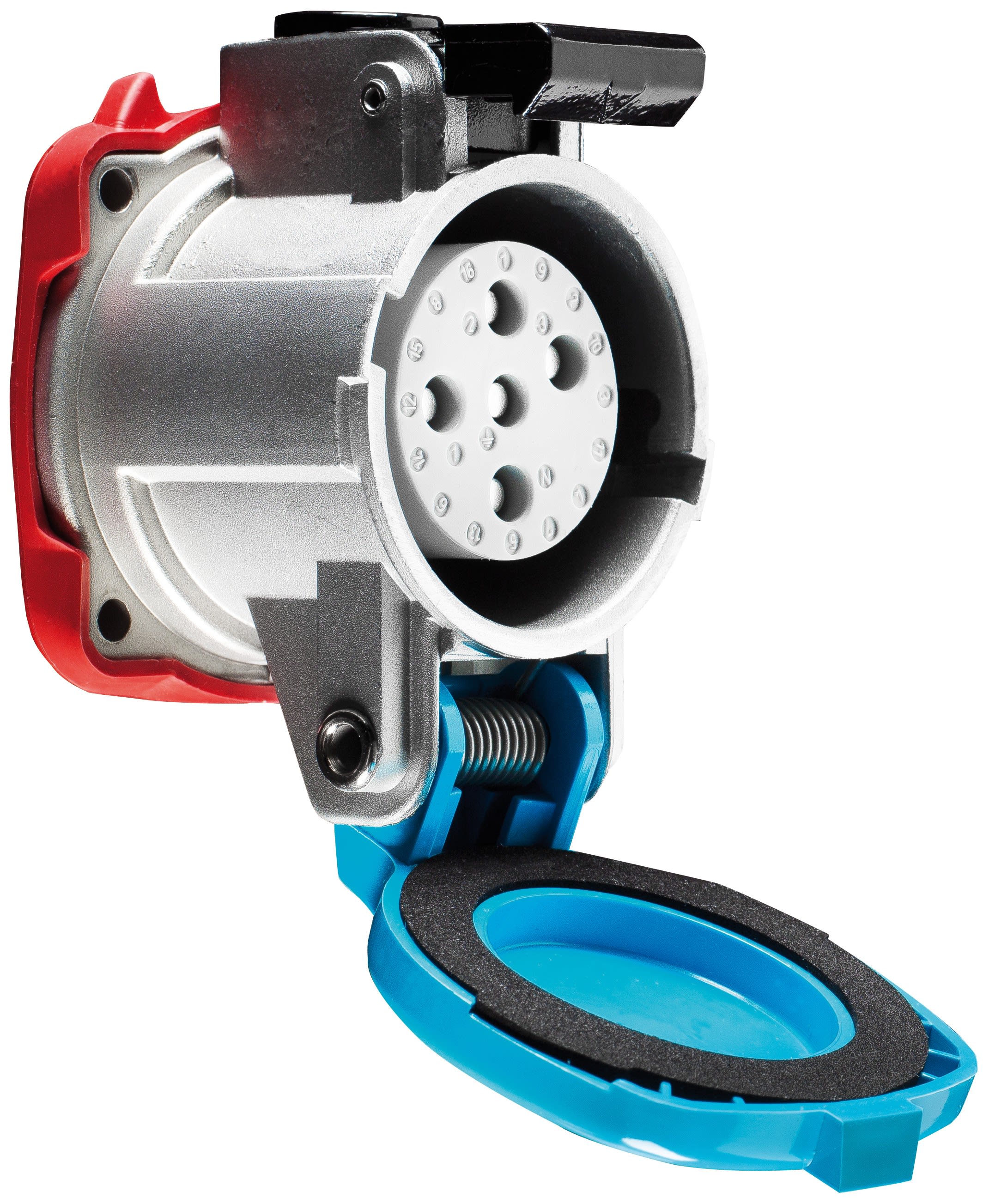 Marechal - DN8 Prise F+Interrupteur Métal IP55 3P+N+T 16A-20A 440V AC Couvercle à Rappel