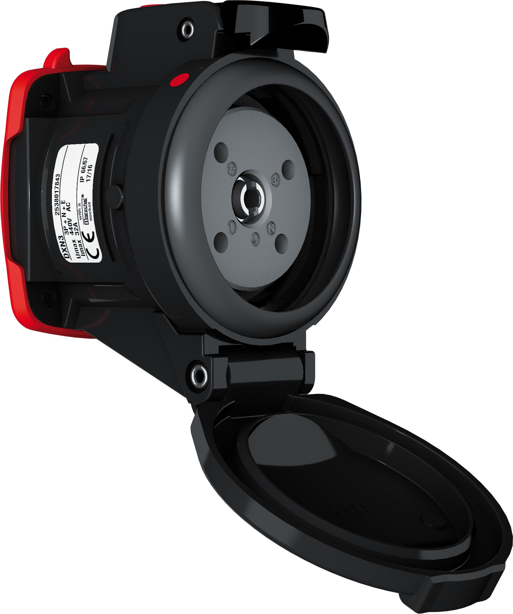 Marechal - DXN6 Prise F ATEX/IECEx Zones 2/22 Plastique Noir IP66/67 3P+N+T 63A 440V AC