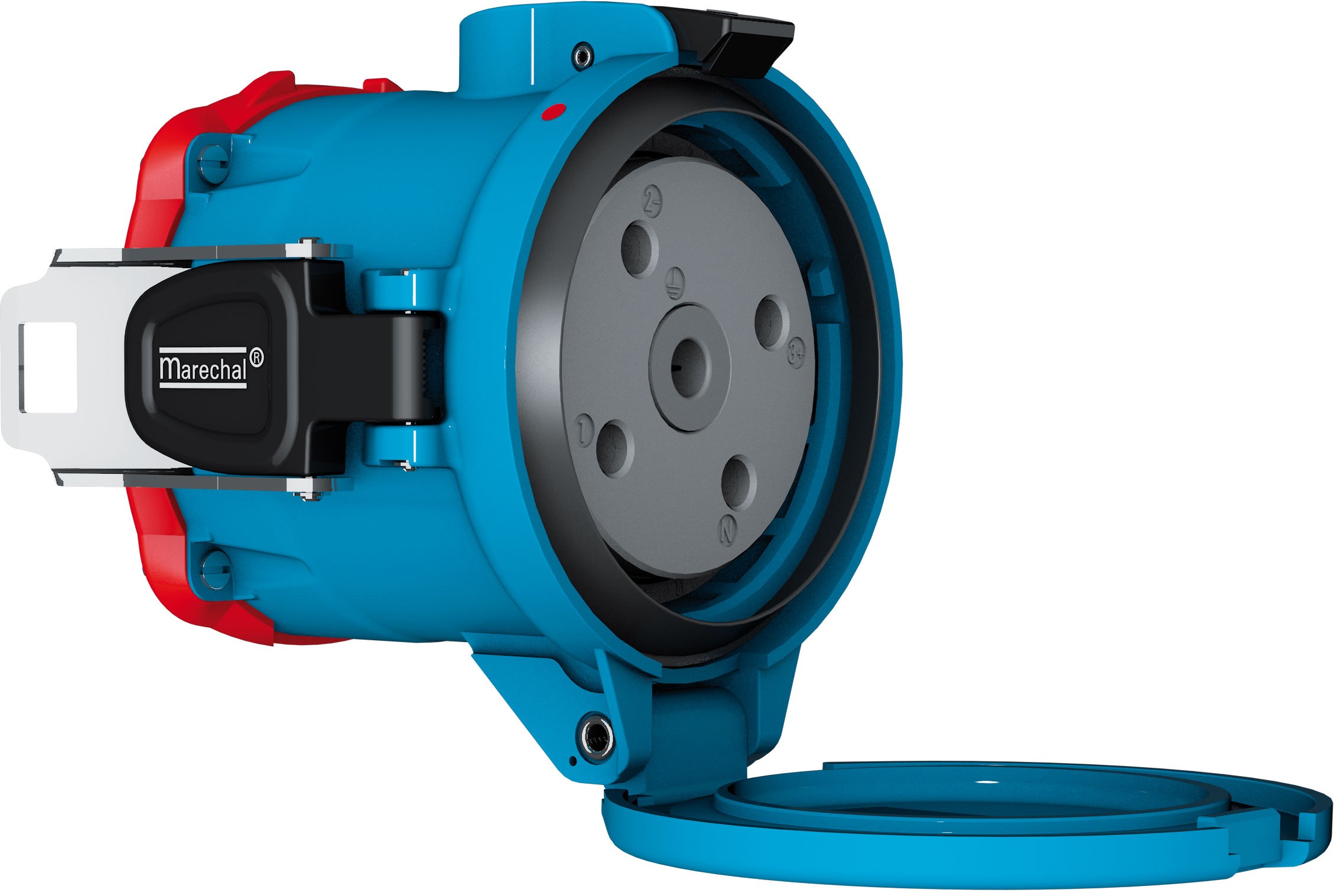 Marechal - DS9 Prise F+Interrupteur Plastique Bleu IP66/67/69 1P+N+T 125A-150A 250V AC