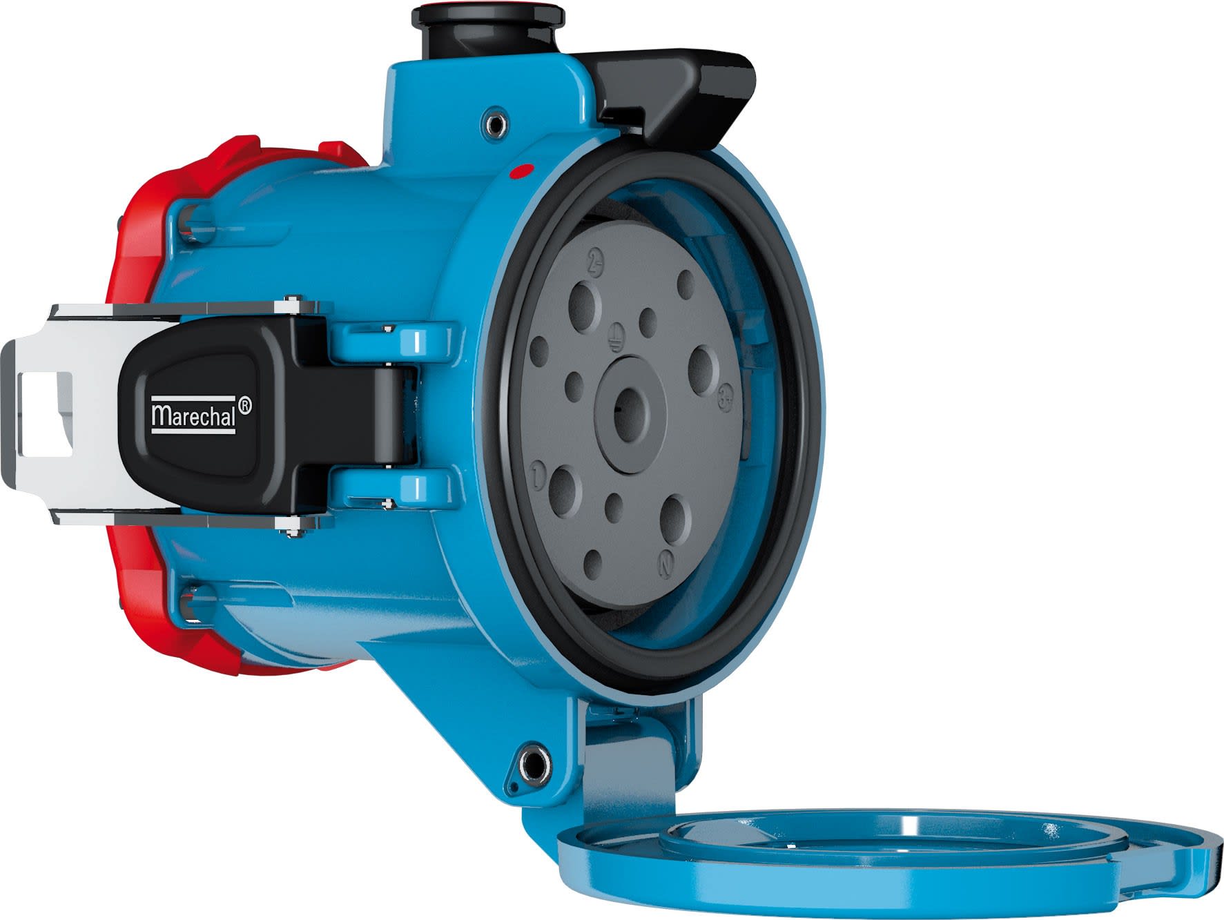 Marechal - DS9 Prise F+Interrupteur Métal Bleu IP66/67 1P+N+T 125A-150A 250V AC