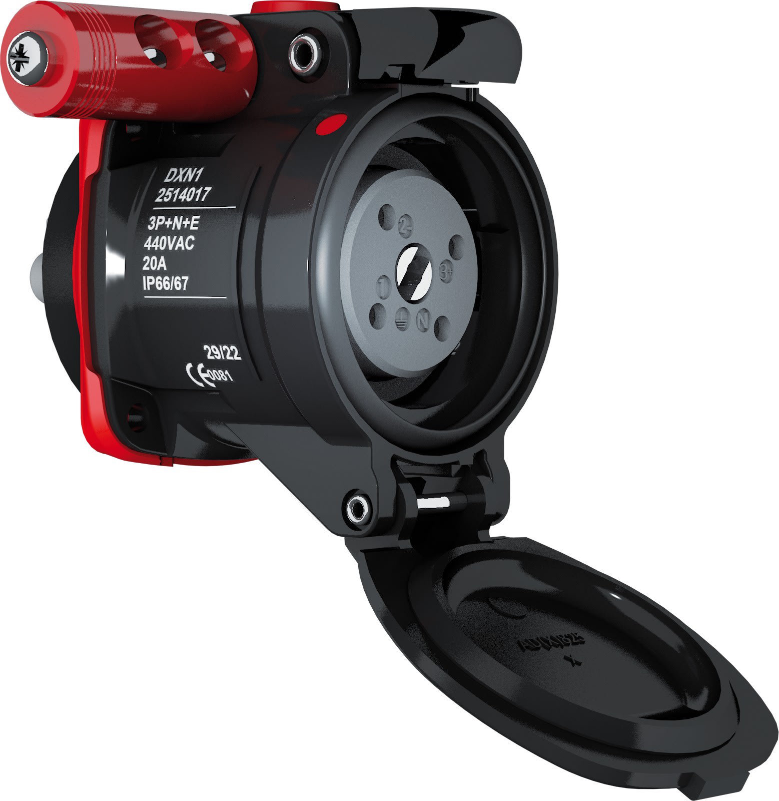 Marechal - DXN1 Prise F ATEX/IECEx Zones 2/22 Plastique Noir IP66/67 1P+N+T 16A-20A 250V AC