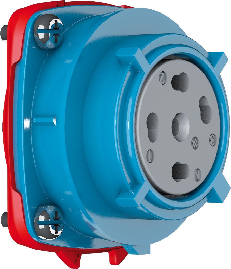 Marechal - PN Fiche M Plastique Bleu IP66/67 2P 16A-30A 24V AC Contacts Inversés