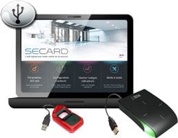 Castel - Kit de prog avec logiciel pour  badges haute sécurité + encodeur Biométrique