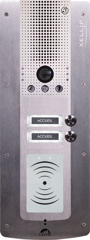 Castel - Portier audio video IP/SIP 2 BP d'appel PHMR avec lecteur 13,56 MHz sécurisé