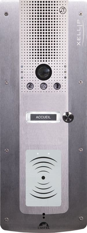 Castel - Portier audio video IP/SIP 1 BP d'appel PHMR avec lecteur 13,56 MHz sécurisé