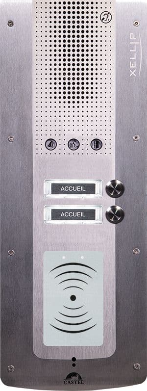 Castel - Portier audio video IP/SIP 1 BP d'appel PHMR avec lecteur 13,56 MHz sécurisé