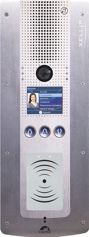 Castel - Portier audio vidéo IP/SIP à défilement PHMR avec lecteur 13,56 MHz sécurisé