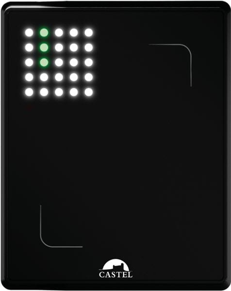 Castel - Lecteur matrix led sécurisé carré 13,56  Desfire COD, saillie/pot 65mm Evolutif
