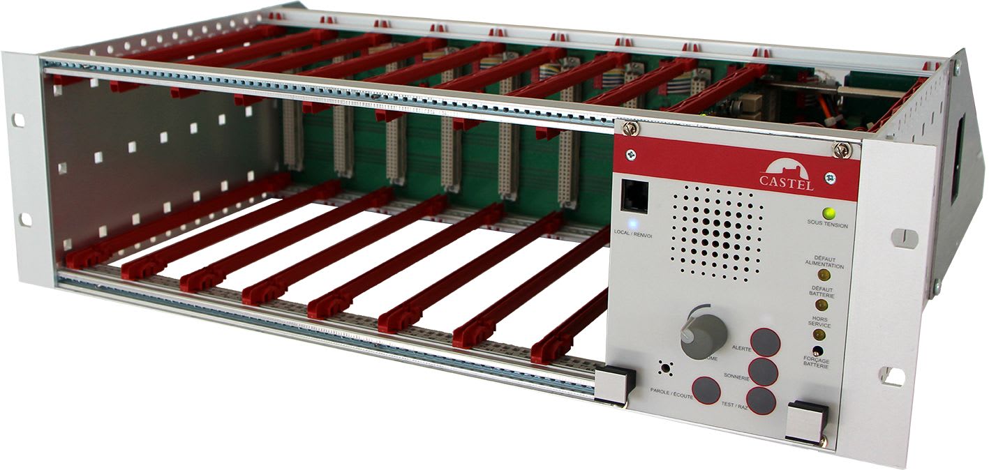 Castel - Rack 49 lignes 3U avec alim, ampli, batterie, pré equipé avec la tranquilisation