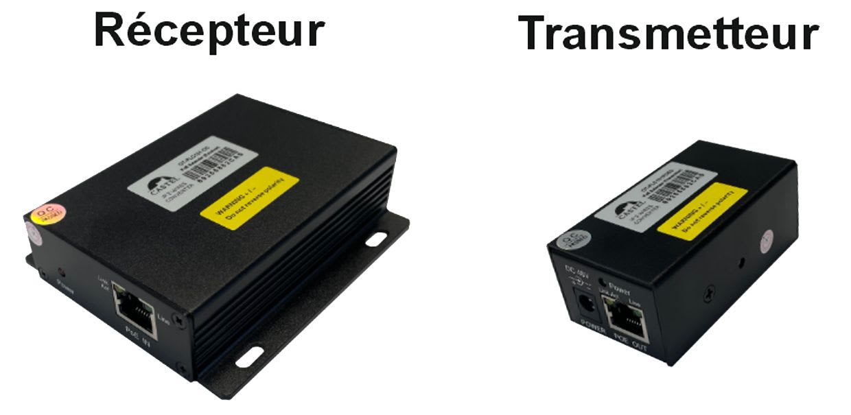 Castel - Ensemble emetteur/récepteur paire cuivre vers IP, 200M, PoE.