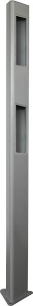 Castel - Potelet alu H2,2m RAL 9006 fix par chevilles non fournies, 2 découpe pour CAP350