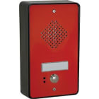 Castel - Platine 1 BP face avant rouge raccordement via IPS2 montage saillie/encastrer