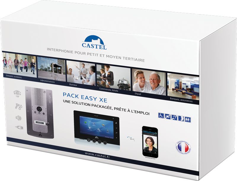 Castel - pack 1 XE VIDEO 1B, 1 XE MONITOR, 1 Switch 8 ports dont 4 PoE+, 2 ext castelsip