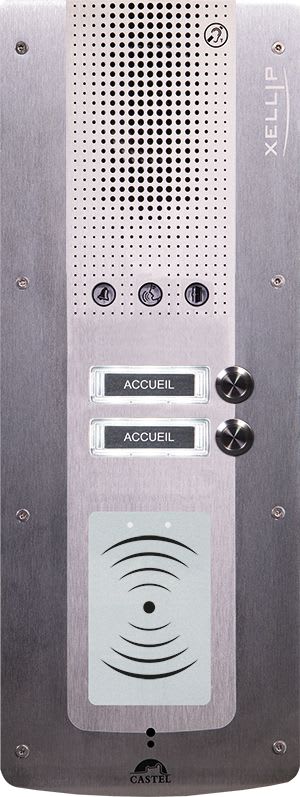 Castel - Portier audio IP/SIP 2 BP d'appel PHMR avec lecteur 13,56 MHz sécurisé