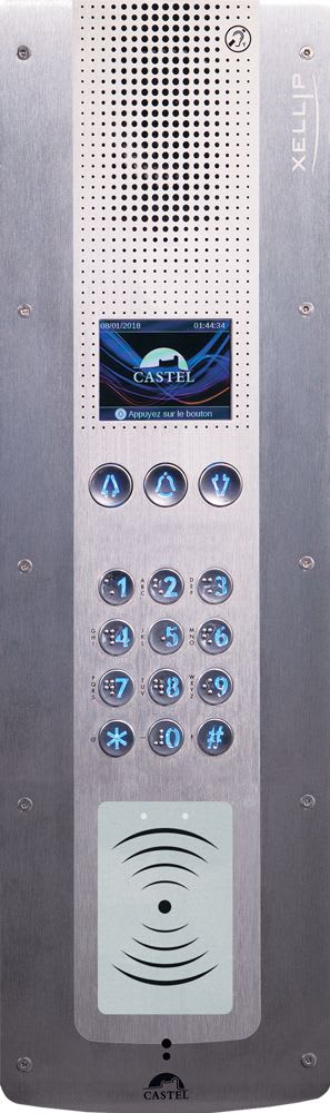 Castel - Portier audio IP/SIP à défilement avec clavier/lecteur 13,56 MHz sécurisé