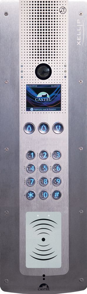 Castel - Portier audio vidéo IP/SIP à défilement avec clavier/lecteur 13,56 MHz sécurisé