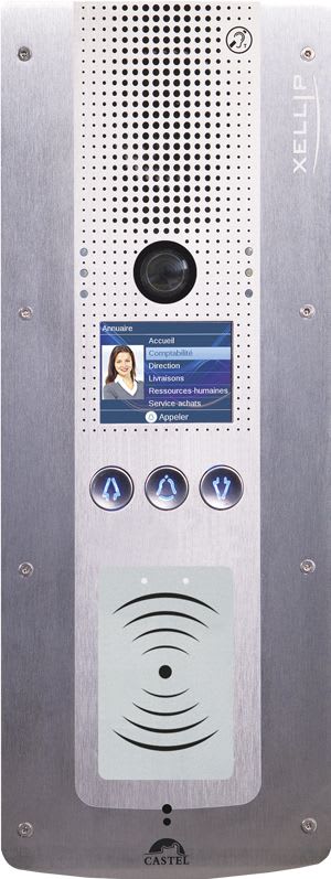 Castel - Portier audio vidéo IP/SIP à défilement PHMR avec lecteur 13,56 MHz sécurisé