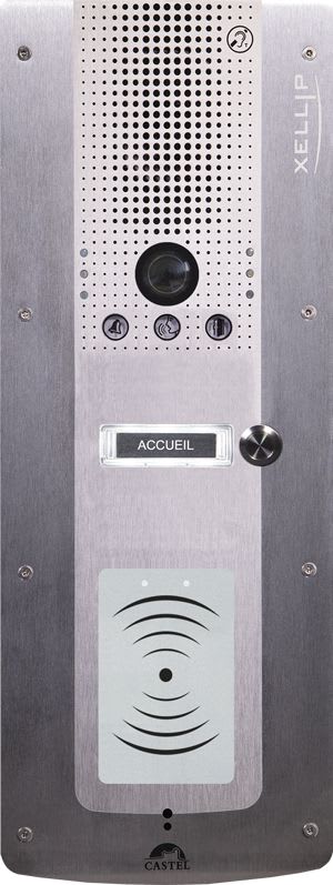 Castel - Portier audio video IP/SIP 1 BP d'appel PHMR avec lecteur 13,56 MHz sécurisé