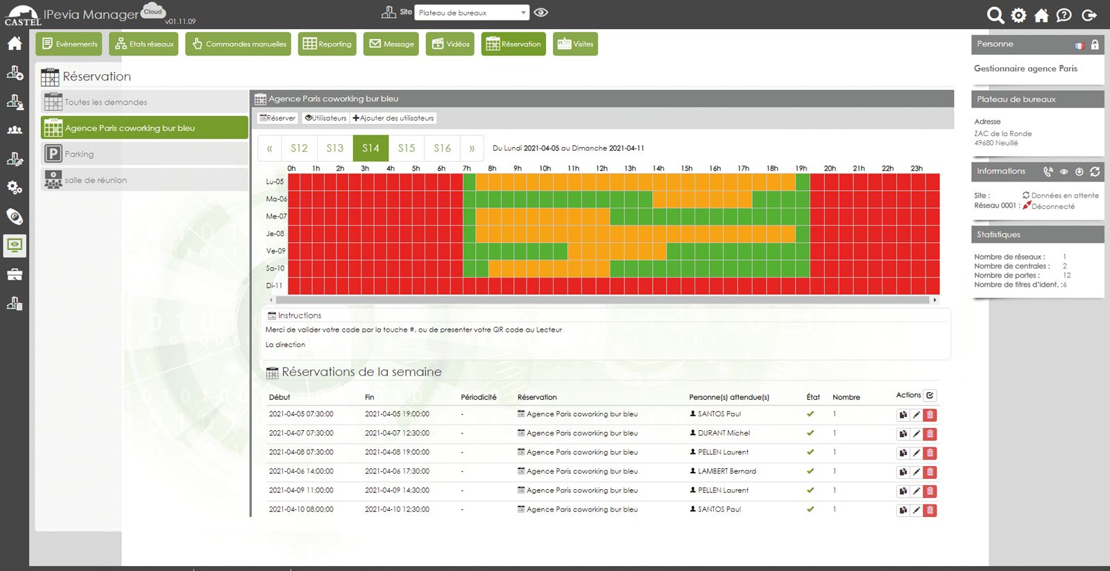 Castel - module « gestion de réservation » sur IPEVIA