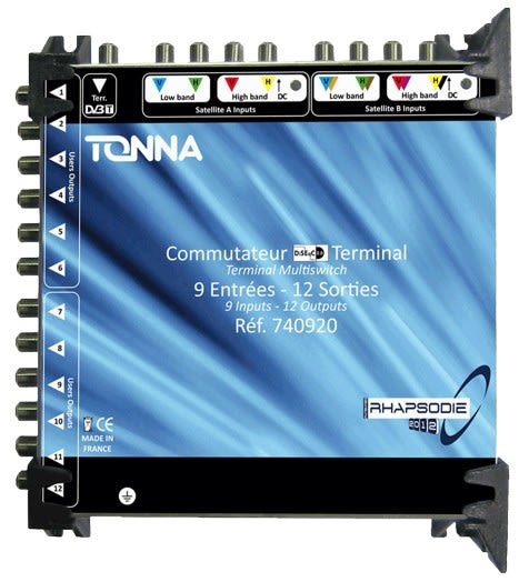 TONNA - Commutateur bis rhapsodie 2012 terminal 2 sat (8 polar) + 1tvt / 12 sorties ulb