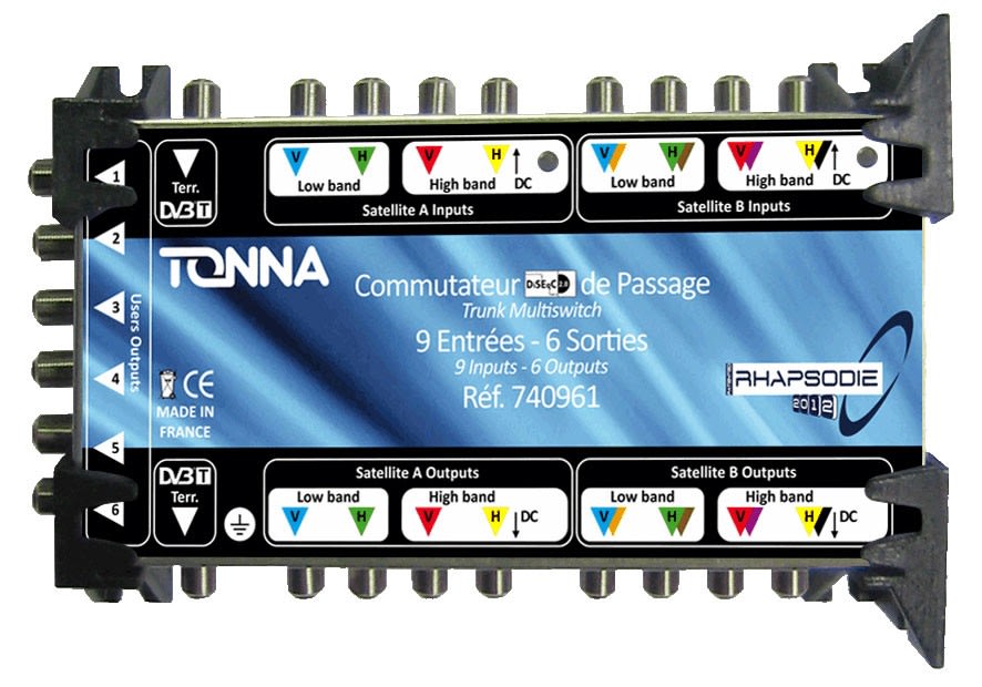 TONNA - Commutateur bis rhapsodie 2012 passif 2 sat ( 8 polar ) + 1tvt / 6 sorties ulb