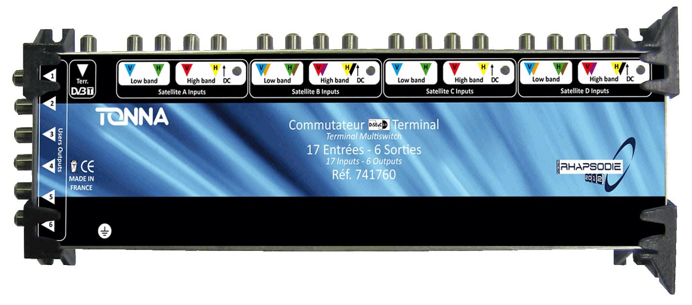 TONNA - Commutateur bis rhapsodie 2012 terminal 4 sat (16 polar) + 1tvt / 6 sorties ulb
