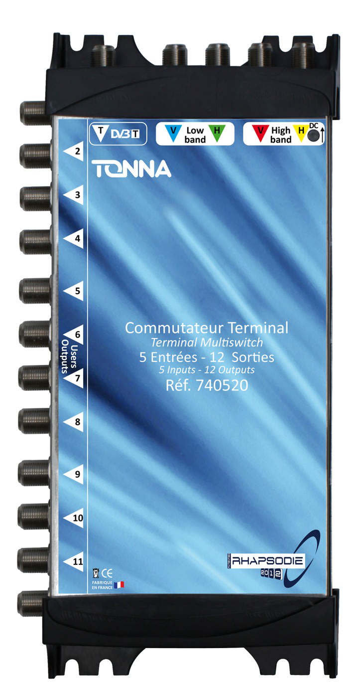 TONNA - Commutateur bis rhapsodie 2012 terminal 2 sat (8 polar) + 1tvt / 12 sorties ulb