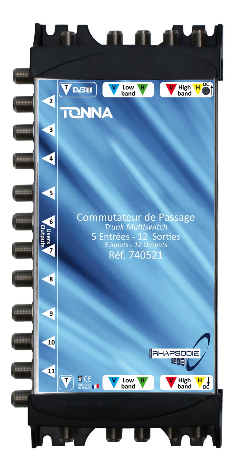 TONNA - Commutateur bis rhapsodie 2012 passif 2 sat ( 8 polar ) + 1tvt / 12 sorties ulb