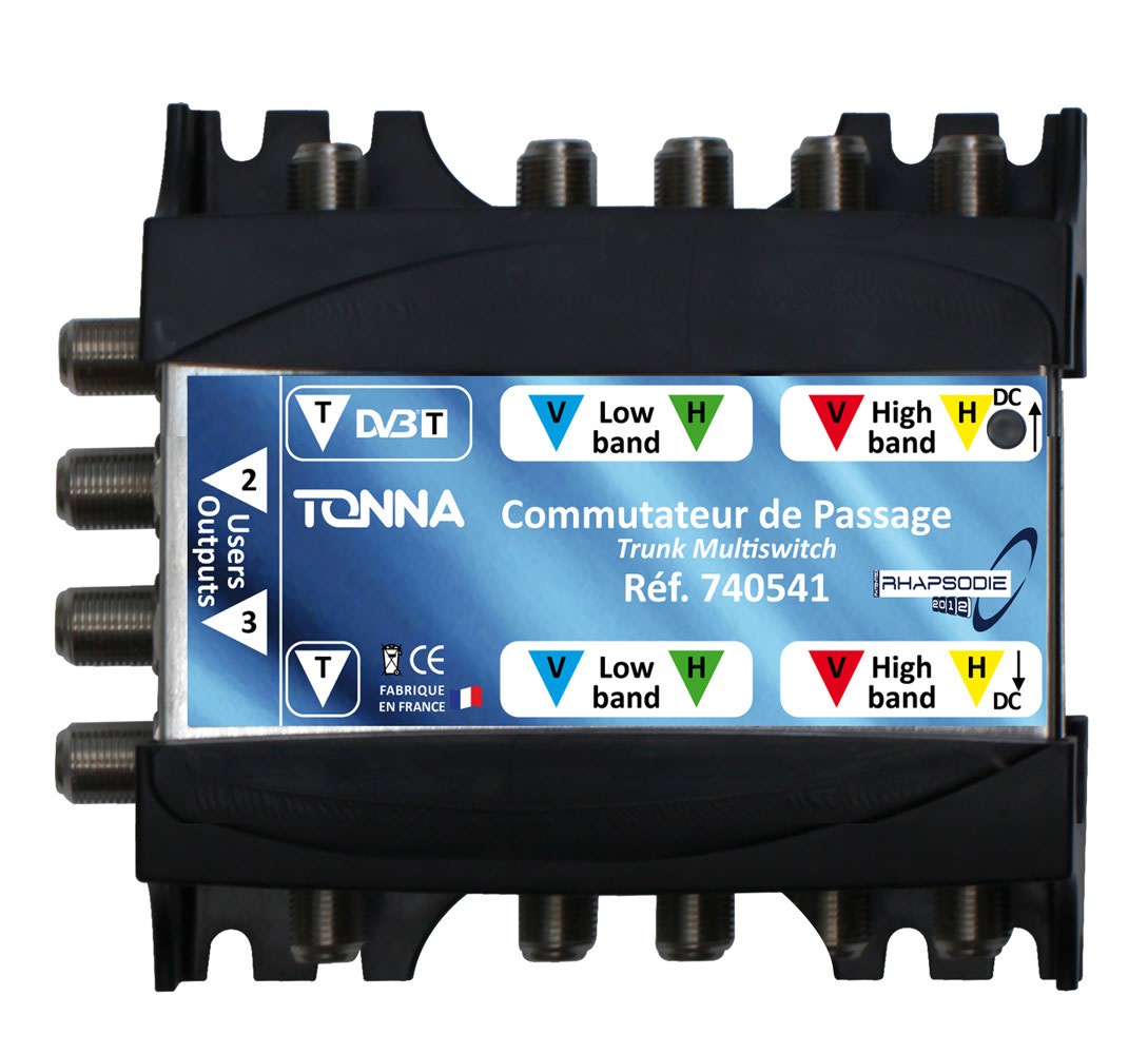 TONNA - Commutateur bis rhapsodie 2012 passif 2 sat ( 8 polar ) + 1tvt / 4 sorties ulb
