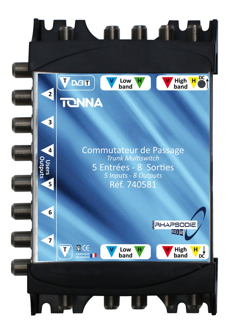 TONNA - Commutateur bis rhapsodie 2012 passif 2 sat ( 8 polar ) + 1tvt / 8 sorties ulb