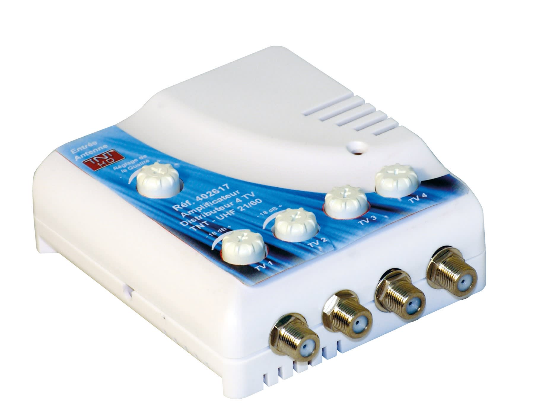 TONNA - Amplificateur interieur 1 entrée/4 sorties - UHF - Gain 4 x 22 dB réglable /220V