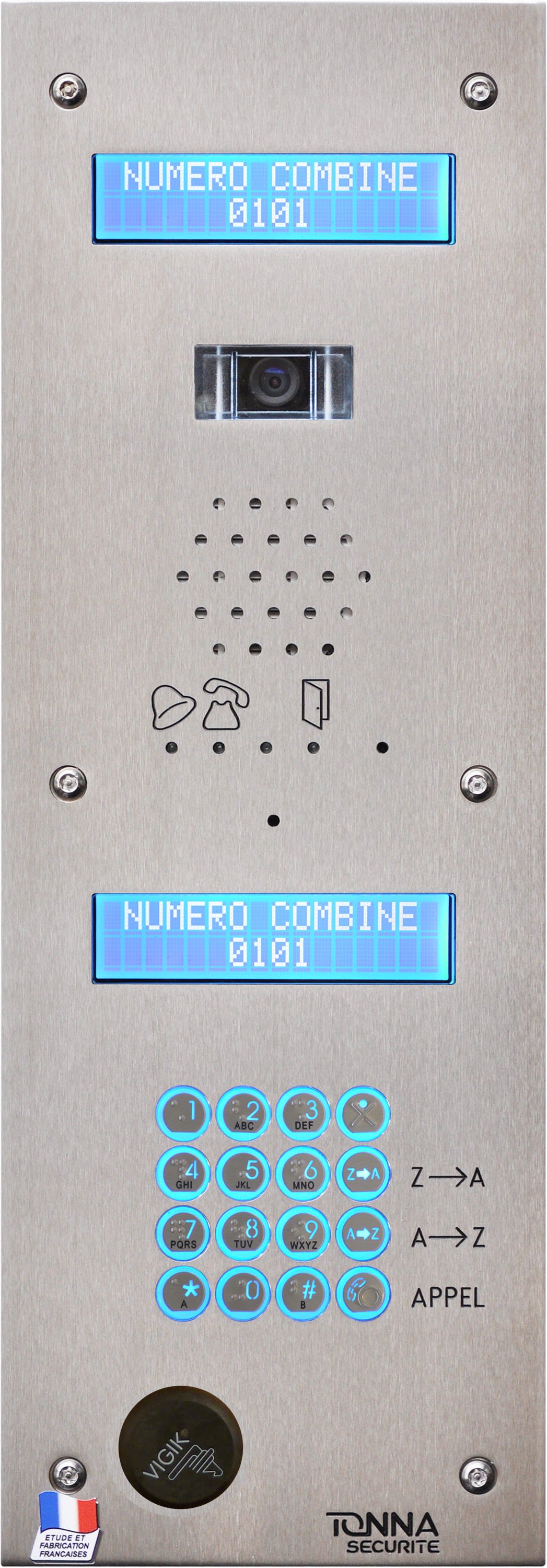 TONNA - Platine de rue Tech.n bi-serenite mixte - double affichages-vidéo-clavier à code