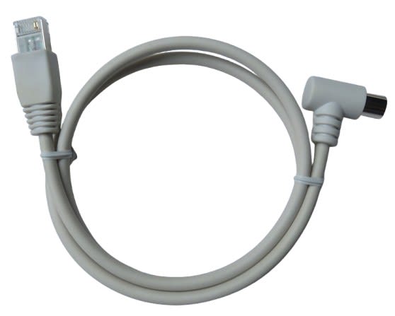 TONNA - Cordon balun coudé rj45 / iec 9,52 mm mâle -blanc- connecteur rj45 blindé - 0,8M