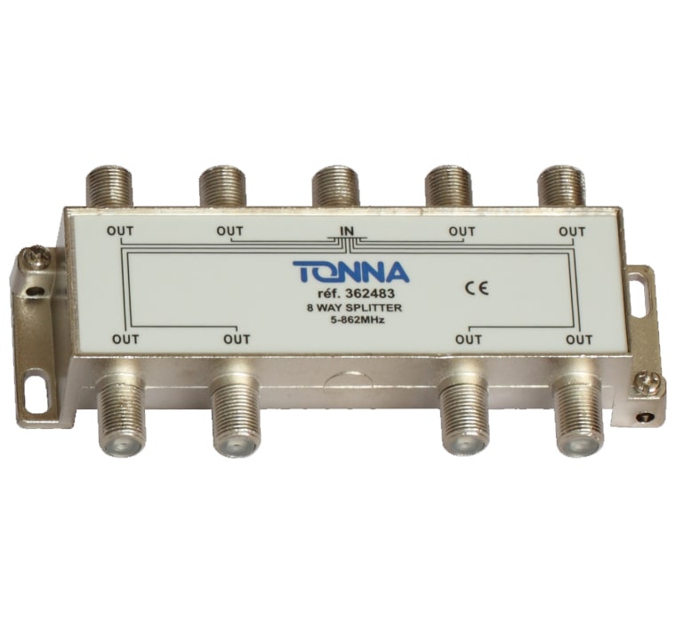 TONNA - Répartiteur 8 voies symétriques 'f'  5/862 mhz, perte de répartition max. 11 db
