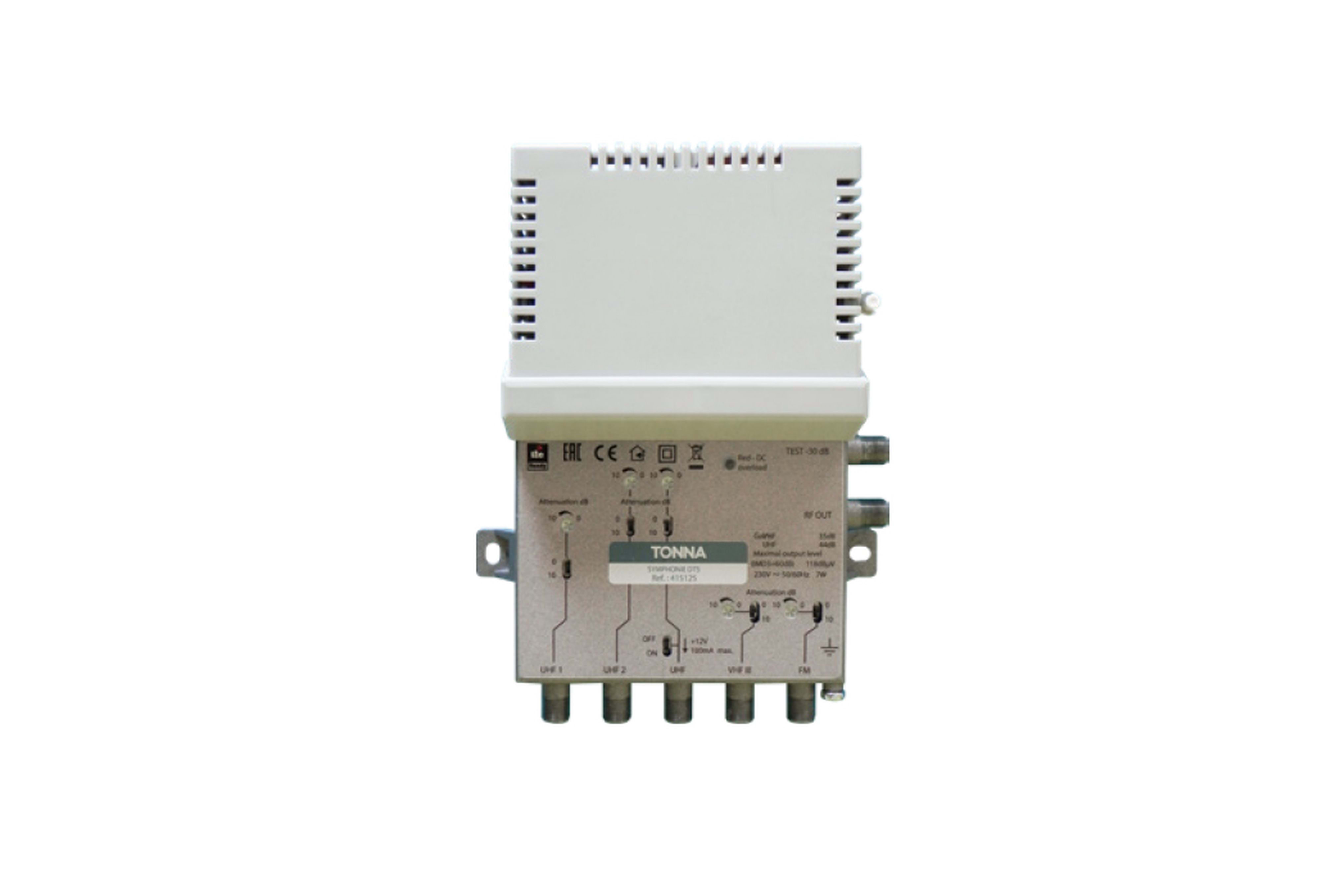 TONNA - SYMPHONIE DT 2 - 2 entrees - FM + BIII-UHF - 1 sortie + 1 test - Ns = 115 dBuV