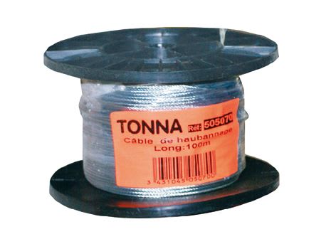 TONNA - Câble de haubanage acier galvanisé ø 2 mm en bobine de 100 m