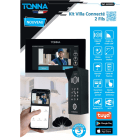 TONNA - "Kit villa 2 fils, 5 badges noir et moniteur maître mural couleur 7"", tactil/wi